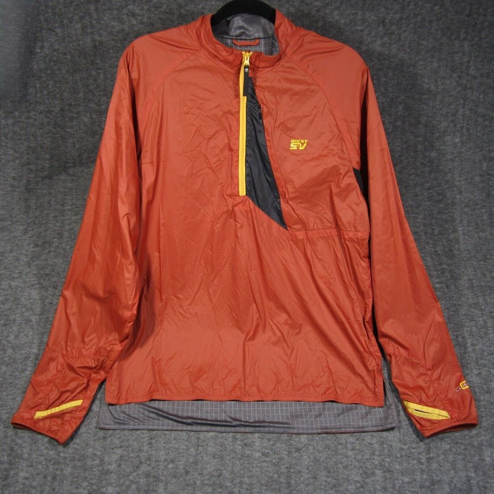 Rocky S2V Windbreaker Jacket M Red-Orange 1/4‎ Zip Pullover Thumbholes Climate Q